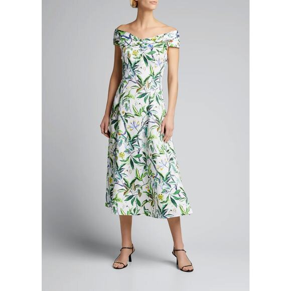 JASON WU COLLECTION COTTON POPLIN OFF SHOULDER MIDI DRESS - Picture 1 of 6